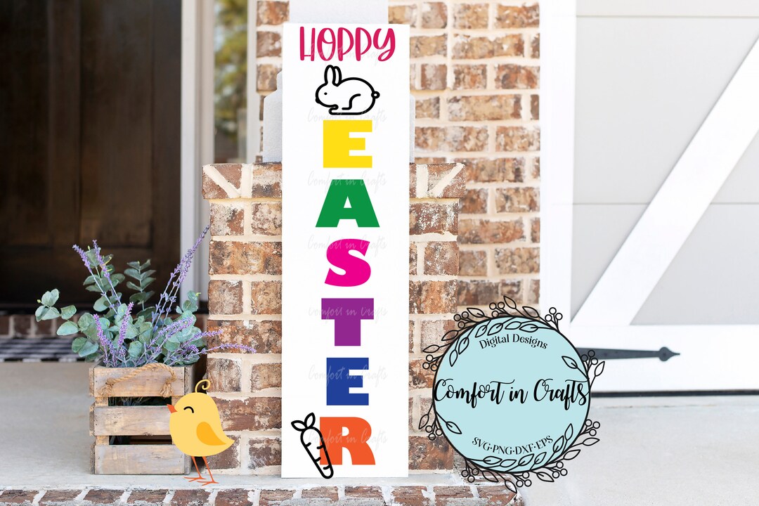 Hoppy Easter SVG Easter Bunny SVG Vertical Welcome Sign SVG Front Porch ...
