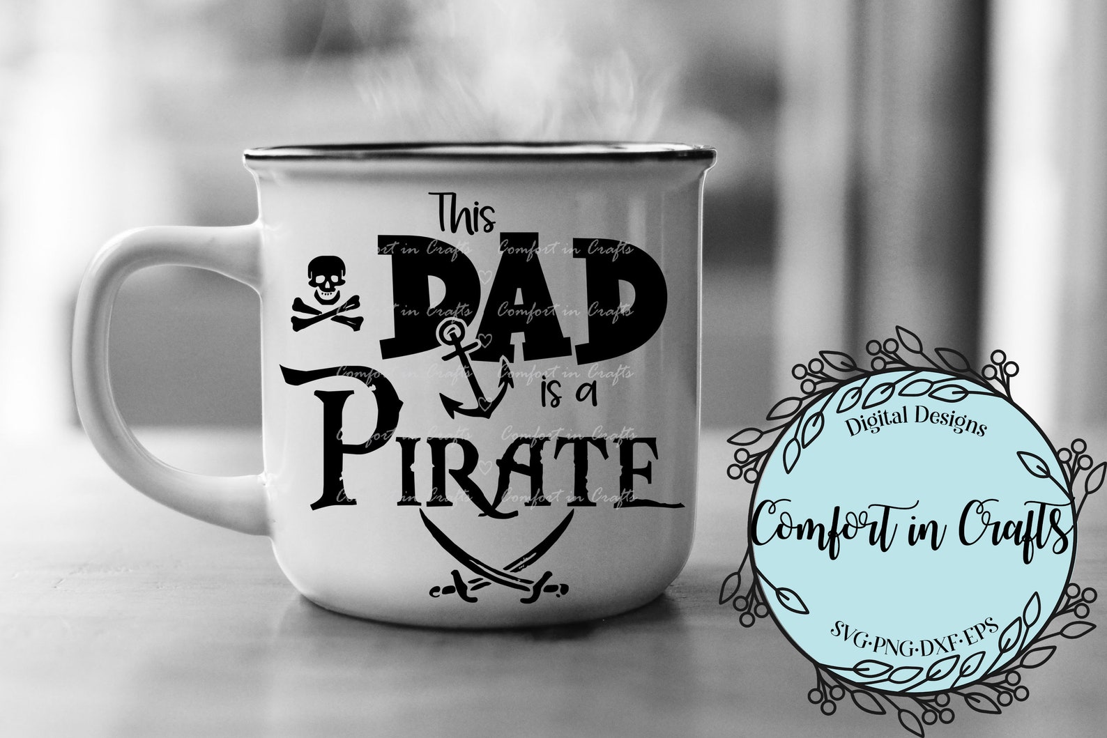 Download Dad is a Pirate SVG Father's Day Skull and Cross Bones SVG | Etsy
