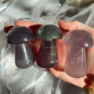 Rainbow Fluorite Mushrooms Hand carved | Crystal Mushrooms | Crystal Fluorite Mushrooms | Mushroom crystals