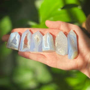 Blue Lace Agate Tower: Polished Crystal with Druzy
