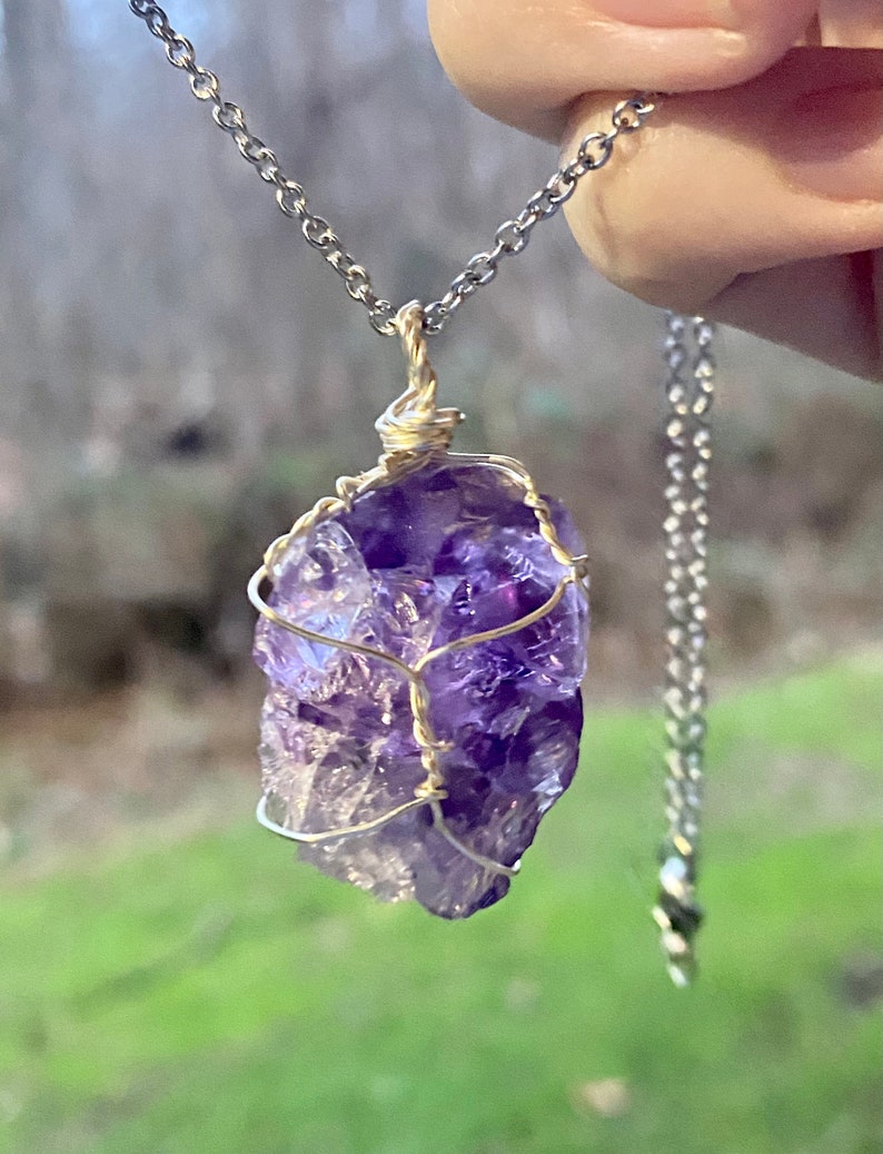 Crystal Wire Wrapped Necklaces Wire Wrapped Crystal Necklace Etsy