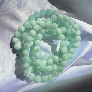 Green Angelite Bracelet | green angelite high quality bracelet - beaded 8 mm bracelet - crystal for telepathy, angelic energy