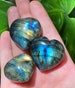 Labradorite Crystal Heart - flashy! | labradorite high quality AA blue yellow and orange flashes | healing crystal labradorite carving 