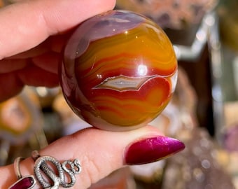 Large Druzy Mexican Crazy Lace Agate Sphere - Polished - Grade AA