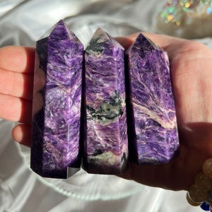 Charoite Tower - bright purple! high quality - natural charoite tower obelisk point from russia - small medium large