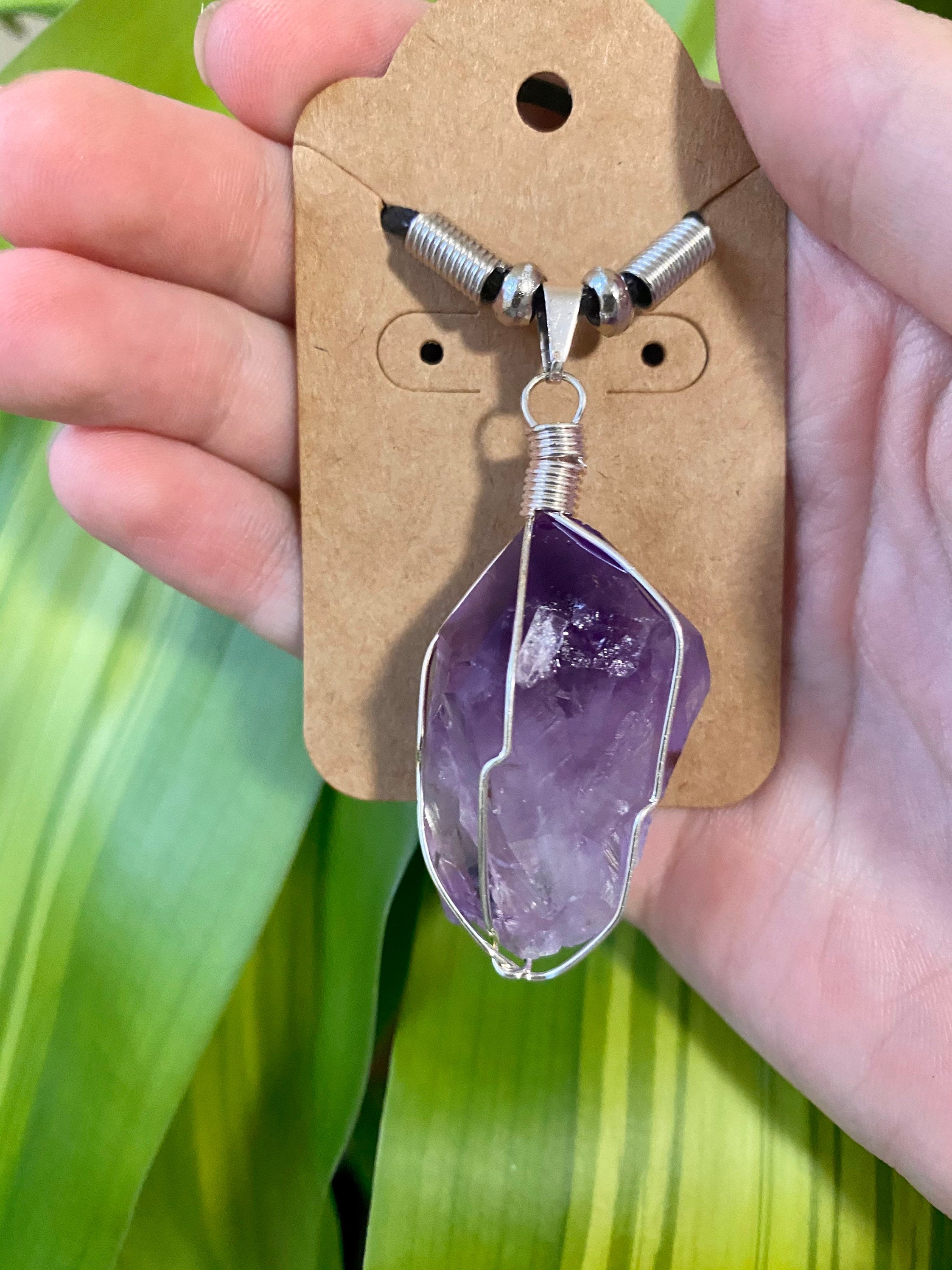Raw Amethyst Crystal Necklace | Wire Wrapped Pendant - Etsy