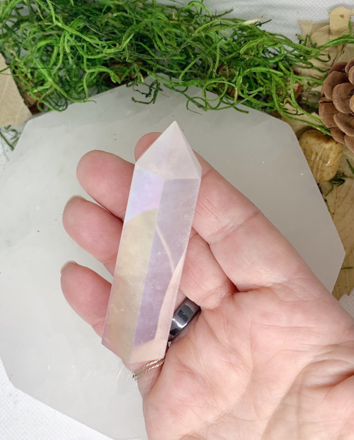 Rose Aura Quartz Tower Aura quartz obelisk Rose aura Etsy