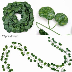 12 Pcs Artificial Ivy/Begonia/Watermelon/Scindapsus Garland Leaves plant For Wedding  Home Decors/ Fake Vines for Wall