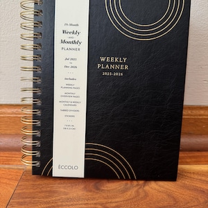 Eccolo Floral Planner 2025-2026 Agenda Planner, 18 Month, Monthly & Weekly Pages 8 x 7” July 2025-Dec 2026 Choose Your Design (Black)