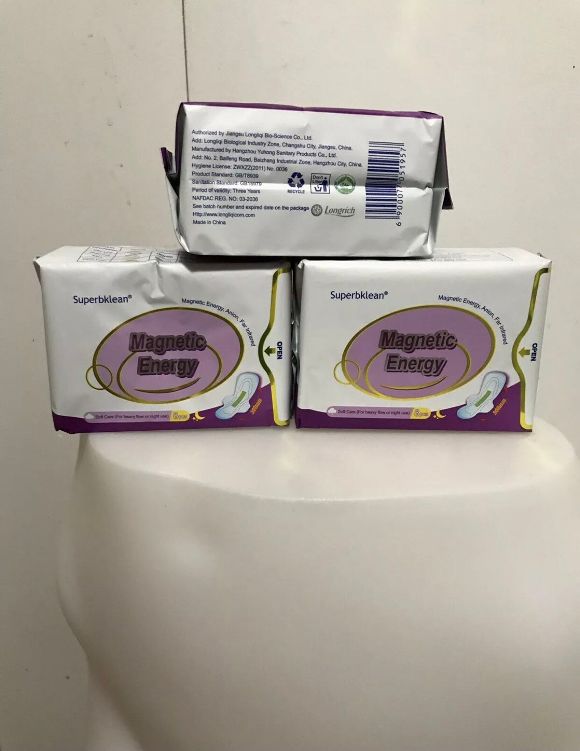 Longrich Sanitary Pad Energy Sanitary Napkin Night Use 3X 8pcs