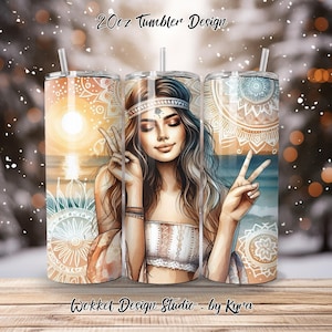Hippy 1, design to fit 20oz tumbler. Digital download file only!