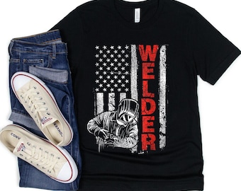 Welder T-Shirt - Gift For Welder  - USA American Welding Worker Metalworking Lover T-Shirt