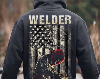Welder Hoodie, USA Flag Shirt, Welder TShirt, Gift For Welder, Welder Sweatshirt, Proud Welder With American Flag