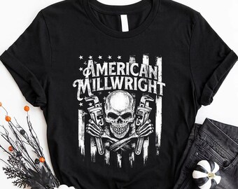 Gift For Machinist - Machinist T-Shirt - Machinist Hoodie - American Millwright - Patriotic USA Flag Machinist Engineer T-Shirt