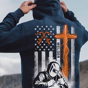 Cadeau voor lasser, T-shirt lasser, hoodie lasser, sweater lasser, cadeau-T-shirt, trotse lasser, vlag lasser VS, patriottische lasser