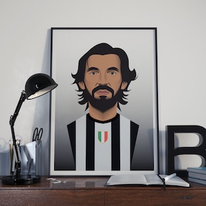 Andrea Pirlo A3 Poster - Illustration, Juventus, Pirlo, Chiellini, Football, Champions League, Cristiano Ronaldo, Italy.