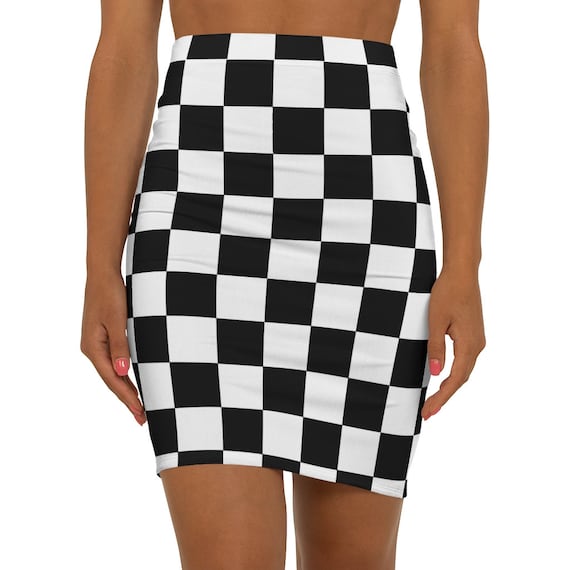 Black and white skirt clearance checkered