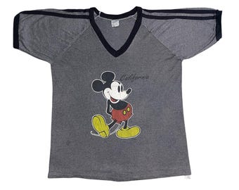 Vintage 90s Mickey Mouse Ringer Tshirt Size L