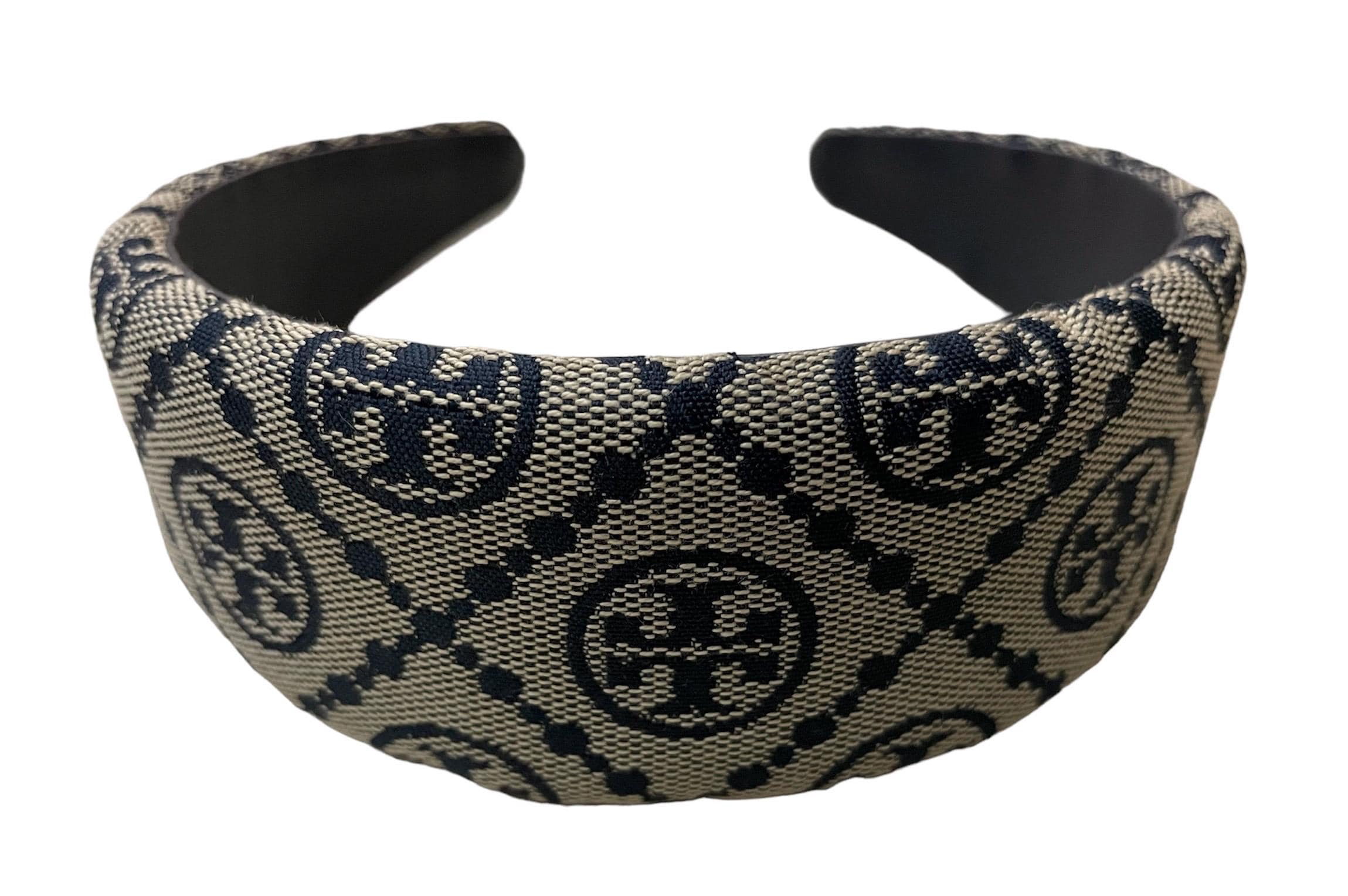 New Tory Burch cream and burgundy headband Tory Burch Monogram Wide Canvas Headband One Size - Etsy main image 4