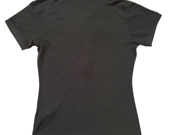 Vintage 2000s Y2K Burberry Brit Black T-shirt With Tartan Plaid