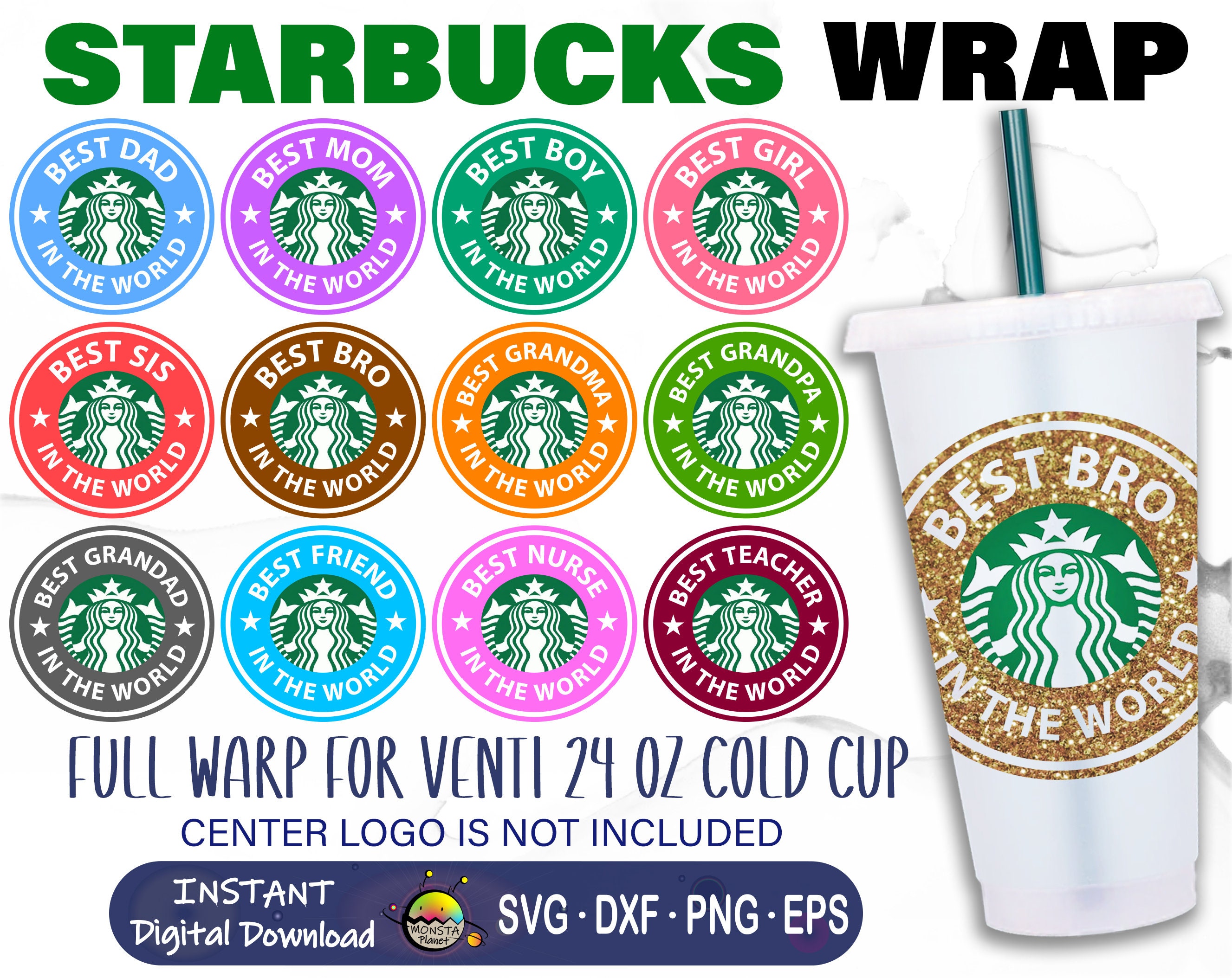 Best Family & Friend in the World Bundle SVG • Starbucks Cup SVG • Full Wrap Starbucks Venti 24oz • Files For Cricut • Silhouette • Download