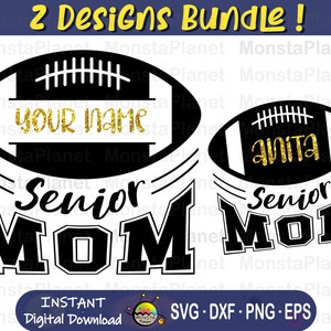 Football Senior Mom Name Frame Bundle svg, diy Moederdag Cadeau, Aangepaste naam, Voetbal Frames, Silhouet, Bestanden voor Cricut, DXF, PNG, EPS