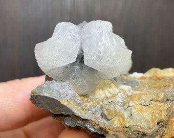Uniquely shaped Calcite Crystals with Stibnite from Romania