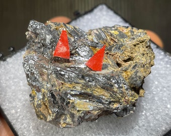 Uncommon Klebelsbergite with Senarmontite and Stibnite from Italy - From Old Collection