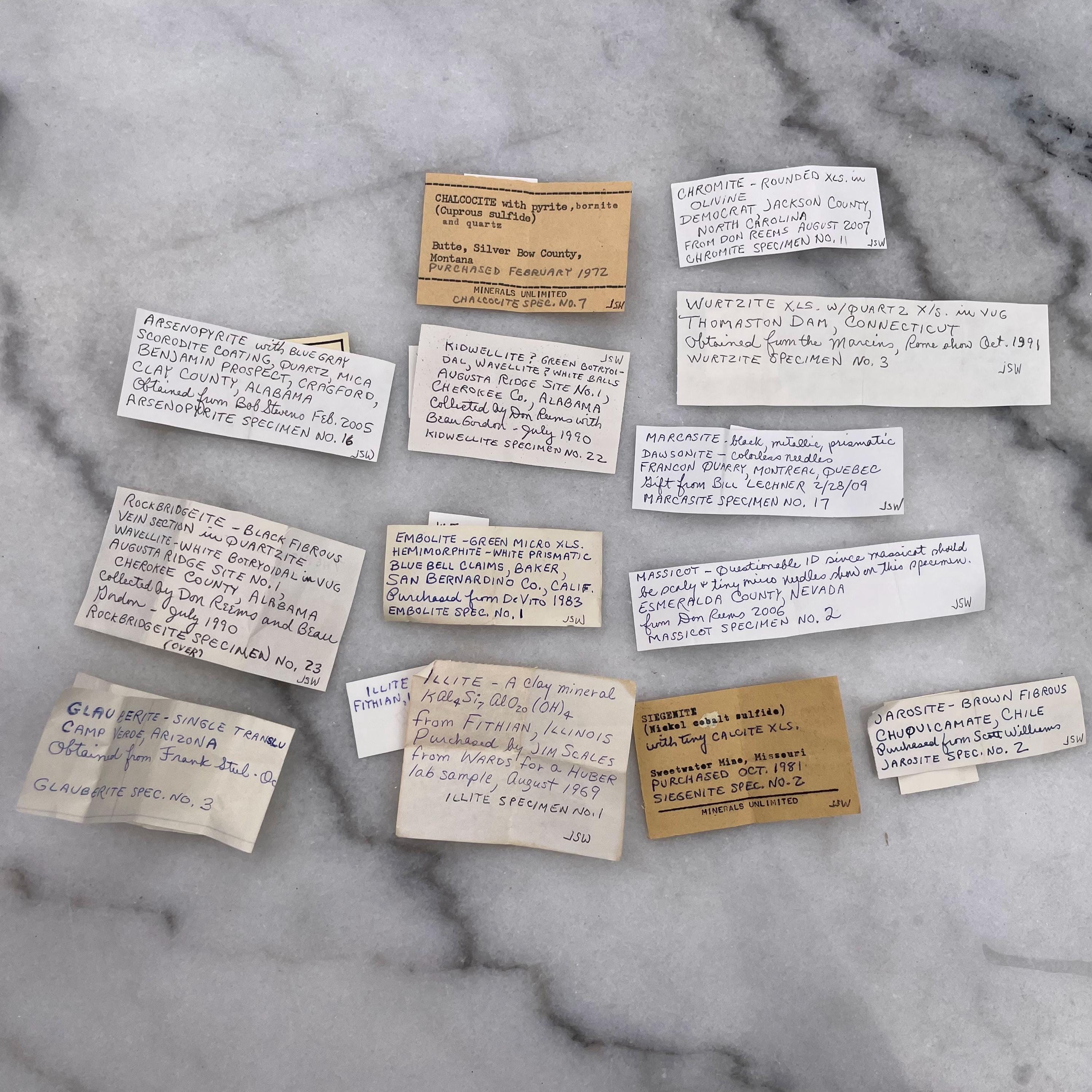 13 Mineral Specimens From an Old Collection With Boxes and Labels