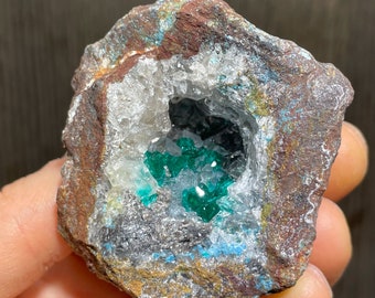 Lustrous Dioptase Crystals with Quartz from Republic of the Congo