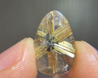 Flashy Rutile Star in Clear Quartz from Brazil - Polished Rutilated Quartz