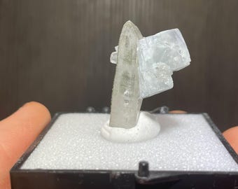 Fluorite Crystals on Quartz from the Yaogangxian Mine - Thumbnail Specimen Mounted in Box