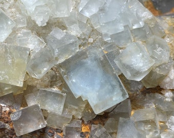Closed Locality - Light Blue Cubic Fluorite from Le Beix Mine in France - From Old Collection