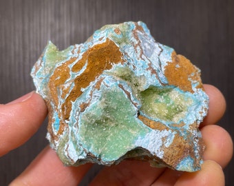 Uncommon Mineral - Yellow Senegalite Crystals with blue Turquoise on Matrix