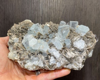 Aquamarine Crystals with Muscovite from Nagar, Gilgit-Baltistan, Pakistan