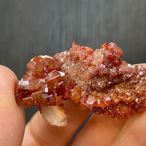 Lustrous Red Vanadinite Crystals on White Barite