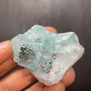 Aqua/Teal Cubic Fluorite with Quartz and Pyrite - From Old Collection
