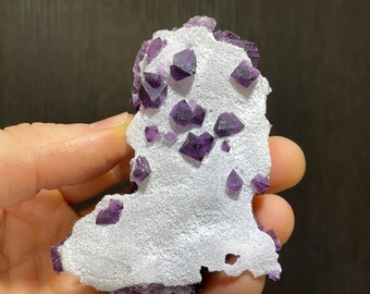 Two Sided Specimen of Deep Purple Octahedral Fluorite from Yiwu, Zhejiang, China