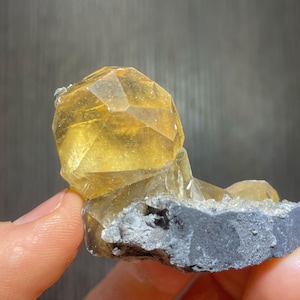 Yellow Calcite Crystal on Matrix from China