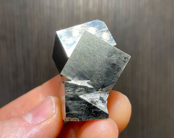 Triple Stacked Inter-grown pyrite cubes from Navajún, Spain