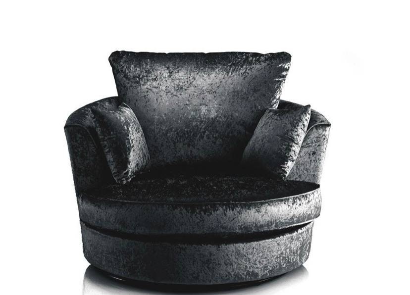 Black crushed velvet swivel chair clearance
