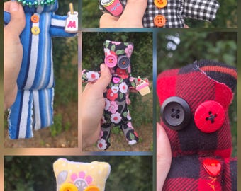 Chaveiro Misterioso AllyBots, Robôs Amigos Costurados à Mão, Brinquedo de Pelúcia Colecionável