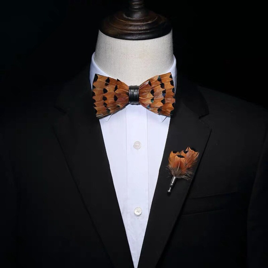 Wedding Bowties Set for groom Peacock Wedding Mens Bow Tie