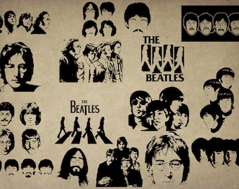 16  Digital SVG PNG JPG The Beatles, John Lennon, Paul McCartney, Wall art decor, Printable, silhouette, vector, clipart, instant download