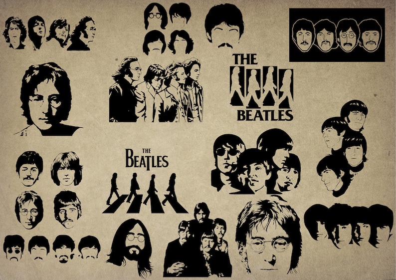 16 Digital SVG PNG JPG The Beatles, John Lennon, Paul McCartney, Wall art decor, Printable, silhouette, vector, clipart, instant download image 1