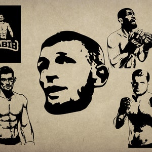 6 digitale SVG PNG JPG Kh@bib Nurm@gomedov, Silhouette, Vektor, Clipart, direkter Download. Kampfsport Kh@bib Fans, T-Shirt Design
