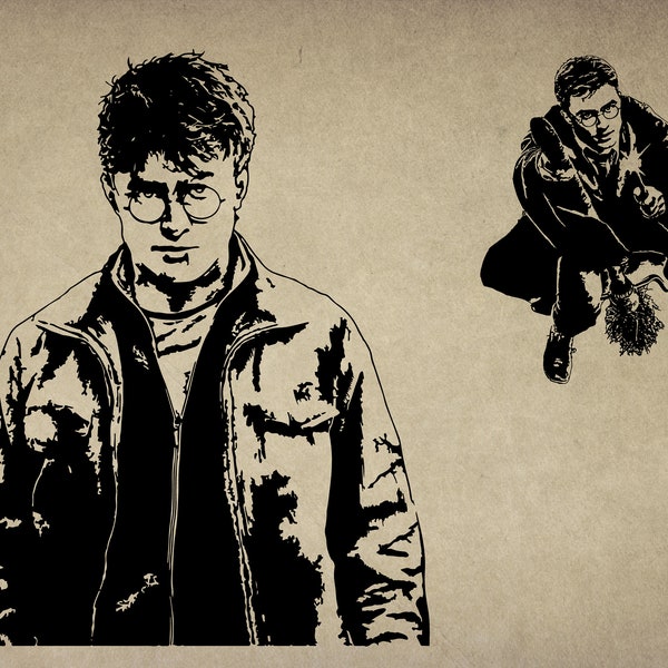 6 Digital SVG PNG JPG Daniel Jacob Radcliffe silhouette, vector, clipart, instant download.  Hermione Granger Ron Weasley