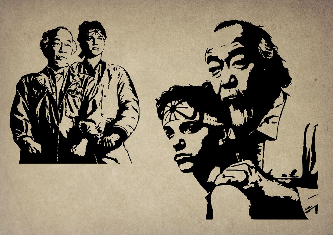 2 Digital SVG PNG JPG Mr. Miyagi and Daniel San Karate Art Silhouette ...