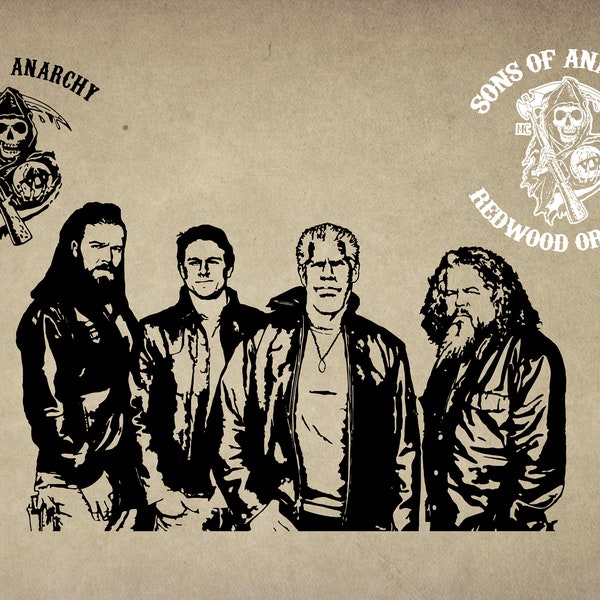 Digital SVG PNG JPG Jax Taller Bobby  Opie Clay silhouette, vector, clipart, instant download t shirt design Wall art decor  Sons of Anarchy