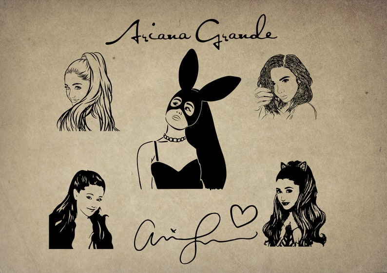 8 A4 Digitale Svg Png Ariana Grande Silhouette Vektor Etsy